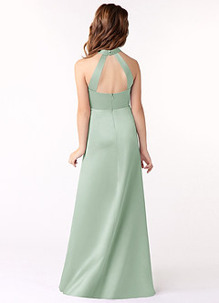 Azazie Laurel Vestido de Agave de Satin Mate de Acampanado image3