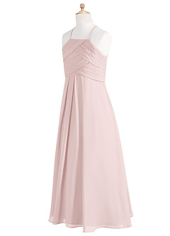 Azazie Ginger Junior Blushing Pink A-Line Pleated Chiffon Dress image9
