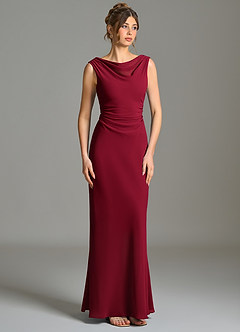Azazie Kieryn Bridesmaid Dresses Burgundy Mermaid Pleated Chiffon Dress image5