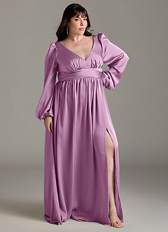 Azazie Norah Robes de demoiselle d'honneur Robe Trapèze en Satin extensible Glycine image9