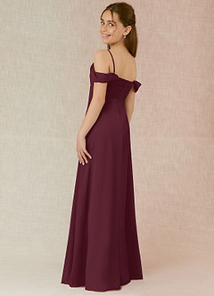 Azazie Kaitlynn Junior Cabernet A-Line Off the Shoulder Chiffon Dress image5