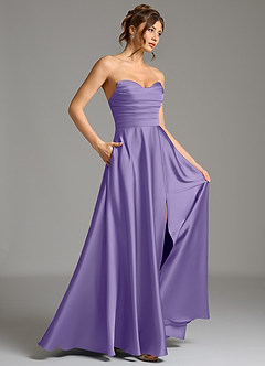 Azazie Ayla Bridesmaid Dresses Tahiti A-Line Corset Stretch Satin Dress image6