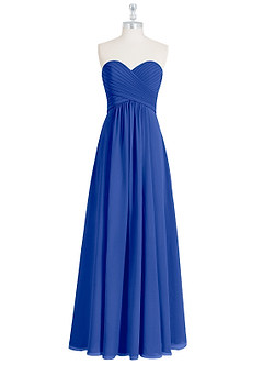 Azazie Yazmin Vestidos de damas de honor Vestido de Azul Real de Gasa de Corte en A Convertible con Escote de Corazón image8