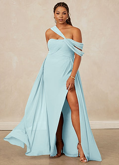 Christian Siriano Bridal for Azazie 1014 Bridesmaid Dresses Sea Glass A-Line Off the Shoulder Chiffon Dress image9