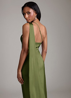 Azazie Galinda Suknie dla druhen Syrena Jedno ramię Satyna elastyczna Do ziemi Sukienka image2