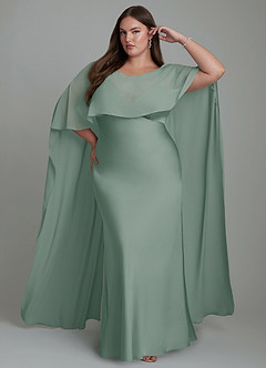 Azazie Stefania Robes de demoiselle d'honneur Robe Trapèze en Satin extensible Sauge D'argent image7