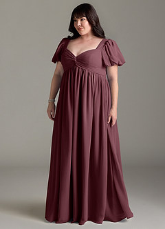 Azazie Madisynn Brautjungfernkleider für Schwangere Schleifen Chiffon Bodenlänge Kleid image8