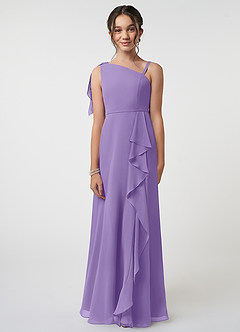 Azazie Aidy Junior Tahiti A-Line Bow Chiffon Dress image1