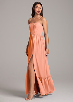 Azazie Kailee Bridesmaid Dresses Sunset A-Line with Pockets Chiffon Dress image3