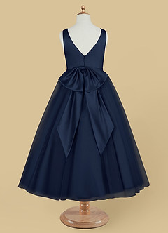 Azazie Marybell Flower Girl Dresses Dark Navy A-Line Bow Tulle Dress image6