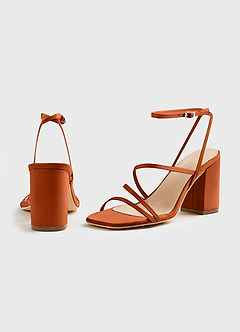 front Matching Color Matte Satin Ankle Strap Block Heel Sandals & Envelope Clutch Set