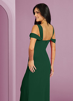 Barbie ♥ Azazie Robes de demoiselle d'honneur Robe Trapèze en Mousseline de soie Épaule décolletée Vert Foncé image9