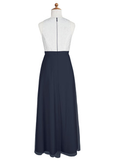Azazie Albertine Junior Dark Navy A-Line Lace Chiffon Dress image8