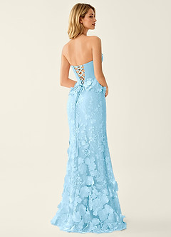 Wrensincia Sky Blue 3D Flower Lace Satin Prom Dress image2