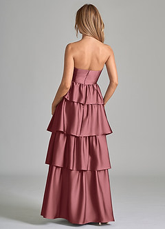 Azazie Faye Bridesmaid Dresses Amethyst A-Line Ruched Stretch Satin Dress image7