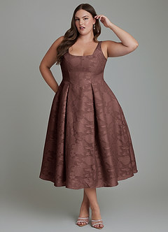 Azazie Amalie Bridesmaid Dresses Espresso A-Line Pleated Floral Burnout Dress image9