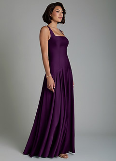 Azazie Reina Robes de demoiselle d'honneur Robe Trapèze en Satin extensible Plissé Grain De Raisin image5