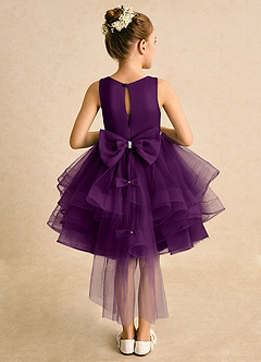 Azazie Tinie Blumenmädchenkleider Ballkleid Schleifen Tüll Kleid Traube image1