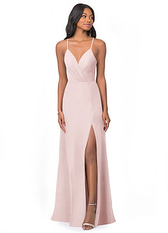 Azazie Everleigh Bridesmaid Dresses Blushing Pink A-Line Sweetheart Pleated Chiffon Dress image1