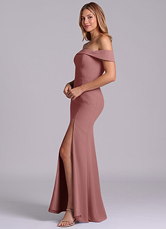 Azazie Luciana Bridesmaid Dresses Desert Rose Sheath Off the Shoulder Chiffon Convertible Dress image4