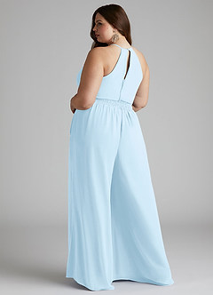 Azazie Kenzi Bridesmaid Dresses Sky Blue Pleated Chiffon Jumpsuit image9