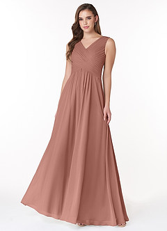 Azazie Flora Bridesmaid Dresses Cedar Rose A-Line Pleated Chiffon Dress image1