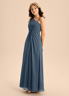 Azazie Brooke Junior Neptune A-Line Side Slit Chiffon Dress image6