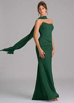 Azazie Sorrel Bridesmaid Dresses Dark Green Mermaid Corset Chiffon Dress image3