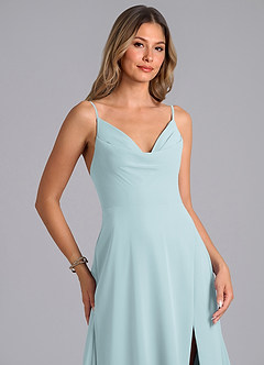 Azazie Sarella Bridesmaid Dresses Mist A-Line with Pockets Chiffon Dress image5