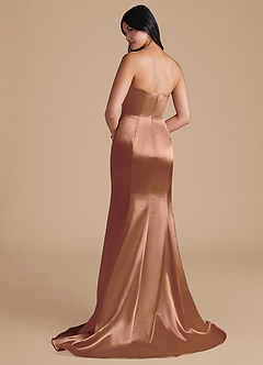 Azazie Aura Brautjungfernkleider Wandelbar Meerjungfrau-Linie Convertible Metallischer Satin Kleid Bronzer image3