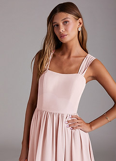 Azazie Calianna Bridesmaid Dresses Blushing Pink A-Line Off the Shoulder Chiffon Convertible Dress image7