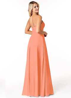 Azazie Moira Brautjungfernkleider A-Linie Schaufel Chiffon Kleid Sonnenuntergang image5