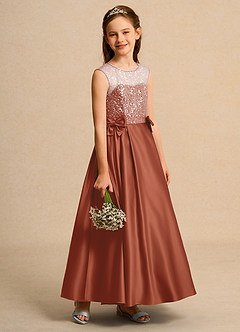 Azazie Candy Girl Flower Girl Klänningar Klä Balklänning i Matt satäng Rosett image7