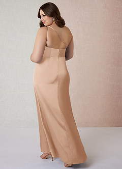 Azazie Mika Bridesmaid Dresses English Rose Sheath One Shoulder Stretch Satin Dress image12