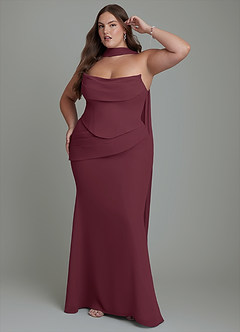 Azazie Sorrel Robes de demoiselle d'honneur Robe Sirène en Mousseline de soie Corset Cabernet image12