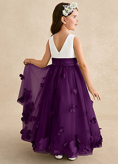 Azazie Vi Flower Girl Dresses Grape A-Line Sleeveless Tulle Dress image1