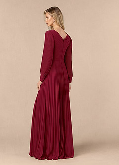 Azazie Zina Mother of the Bride Dresses Burgundy A-Line Pleated Chiffon Dress image3
