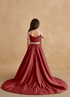Azazie Jodi Flower Girl Dresses Rust A-Line Matte Satin Dress image2
