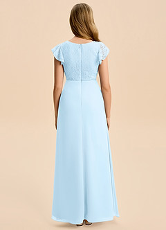 Azazie Jadyn Junior Sky Blue A-Line Lace Chiffon Dress image2