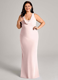 Azazie Rylina Bridesmaid Dresses Blushing Pink Mermaid Pleated Chiffon Dress image10