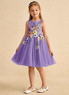 Azazie Prima Flower Girl Klänningar Klänning A-Line i Tyll Rosett image5