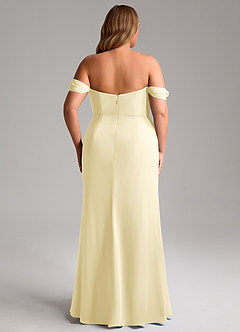 Azazie Saige Vestidos de damas de honor Vestido de Sorbete De Limón de Gasa de Corte en A Convertible con Vestidos sin tirantes image15