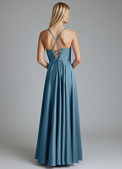 Azazie Alaia Venta Final Vestido de Bermudas de Satén Elástico de Corte en A con Corsé image3