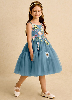 Azazie Osea vestidos de niña de las flores Vestido de Bermudas de Tul de Princesa con Plisado image5