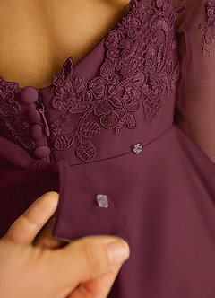 Azazie Precious Robe Demoiselle D'honneur Fillette Robe Trapèze en Tulle Dentelle Cabernet image6