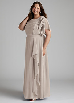 Azazie Aaliyah vestidos de dama de honor modestos Vestido de Corte En A Plisado Scoop Hasta el suelo Gasa image7