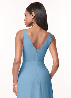 Azazie Nala Bridesmaid Dresses Steel Blue A-Line Pleated Chiffon Dress image5