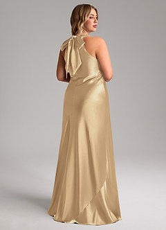 Azazie Doretta Bridesmaid Dresses Champagne Mermaid Bow Metallic Satin Dress image9