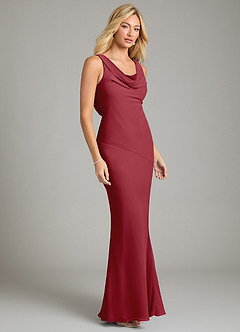 Azazie Rylina Bridesmaid Dresses Pomegranate Mermaid Pleated Chiffon Dress image5