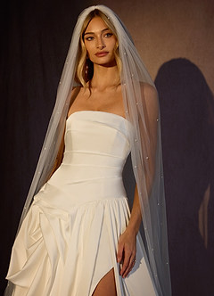 front Jenna Pearl Chapel Length Veil